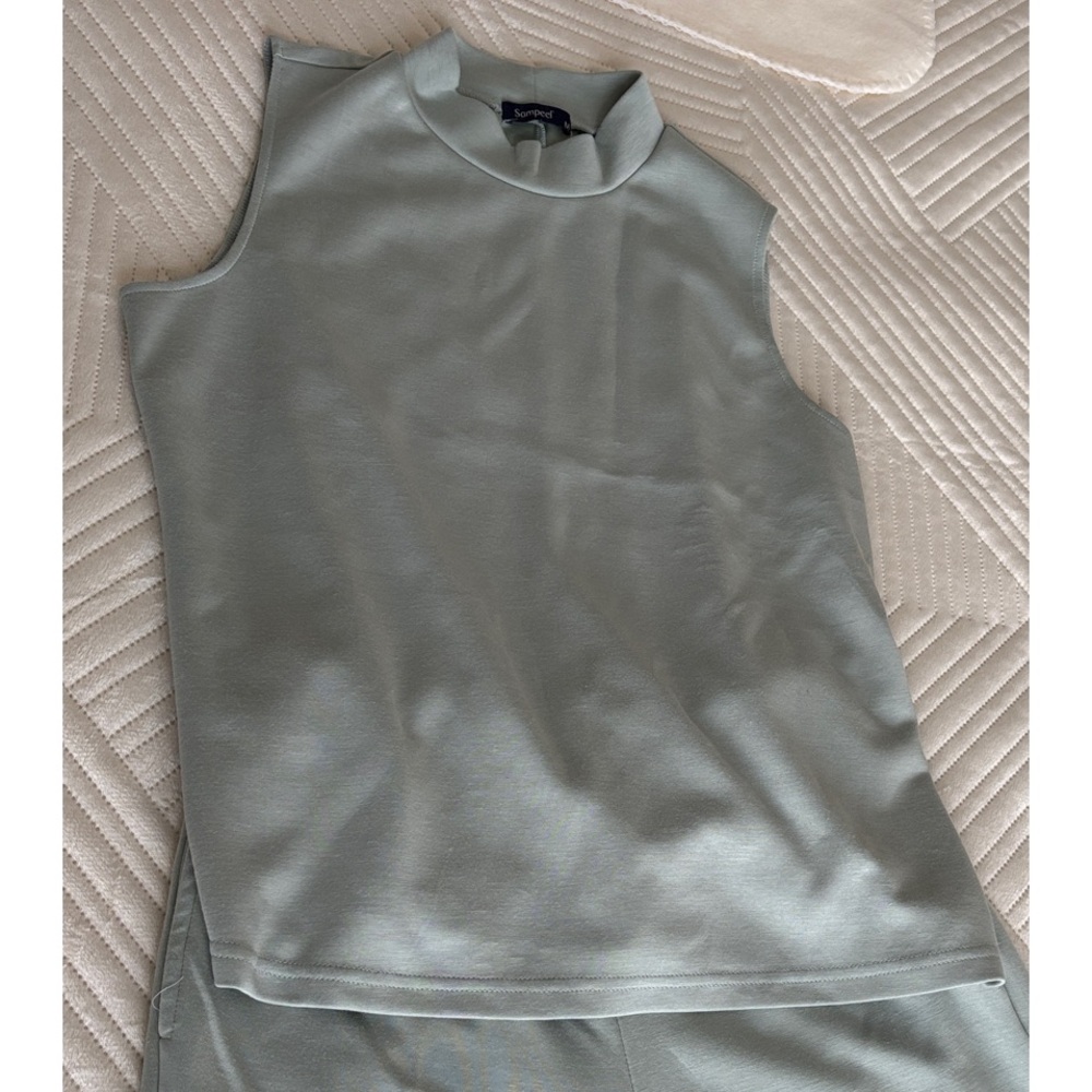 Travel set  Sleeveless Top/ easy wear pull on bottoms in Sage Green